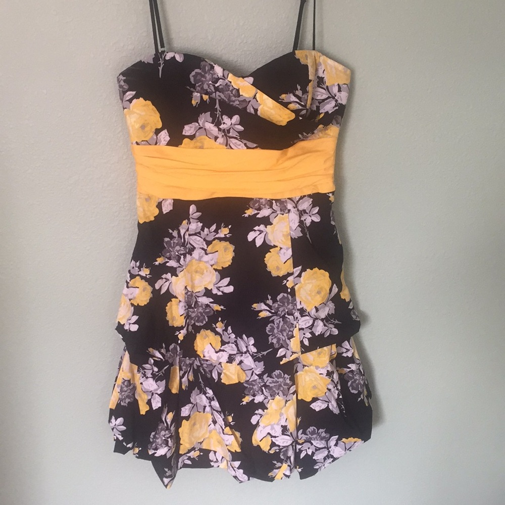 Black and yellow floral dress